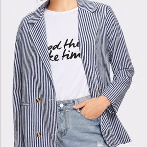 Fitted Summer Striped Blazer, Large